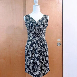 Vintage Floral Black and White Dress